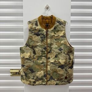Brixton Builders Abraham Reversible Vest Mens L Leaf Camo Golden Brown NWT